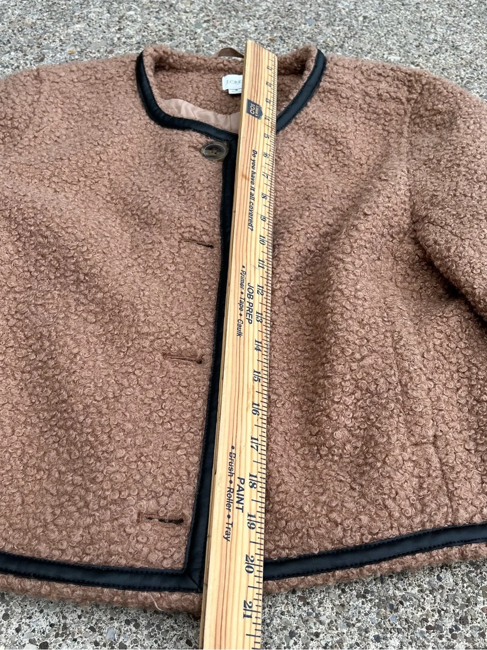 J. Crew Brown Sherpa-Lined Shirt Jacket with Black Trim Size 8